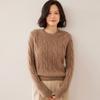 Women's Cozy Cable Knit Cashmere Sweater: Soft, Loose, Round Neck Pullover for Autumn/Winter
