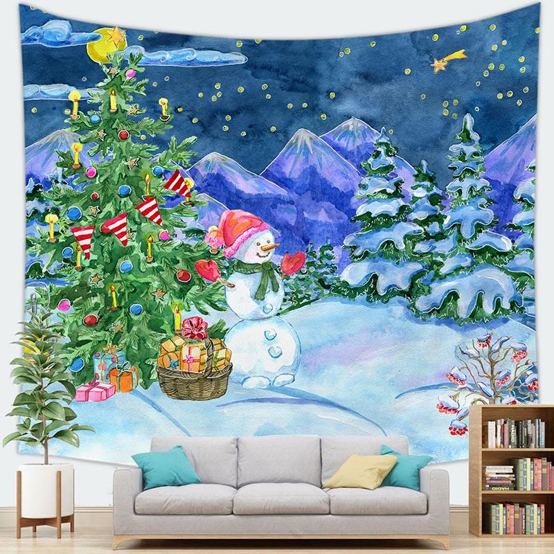 С Рождеством, Рождественская елка, Санта-Клаус, снеговик, гобелен с принтом, украшение для дома, гостиной, спальни, стены, гобелен