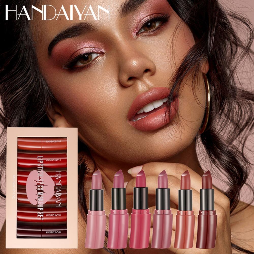 HANDAIYAN Дугообразный блеск для губ Lippenstift Make-up Natuerlike Lip Glêsmatte Long Lipgloss Echte Set