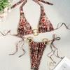 European & American Backless Triangle Bikini - Sexy Print, Slimming, Women's Swimwear