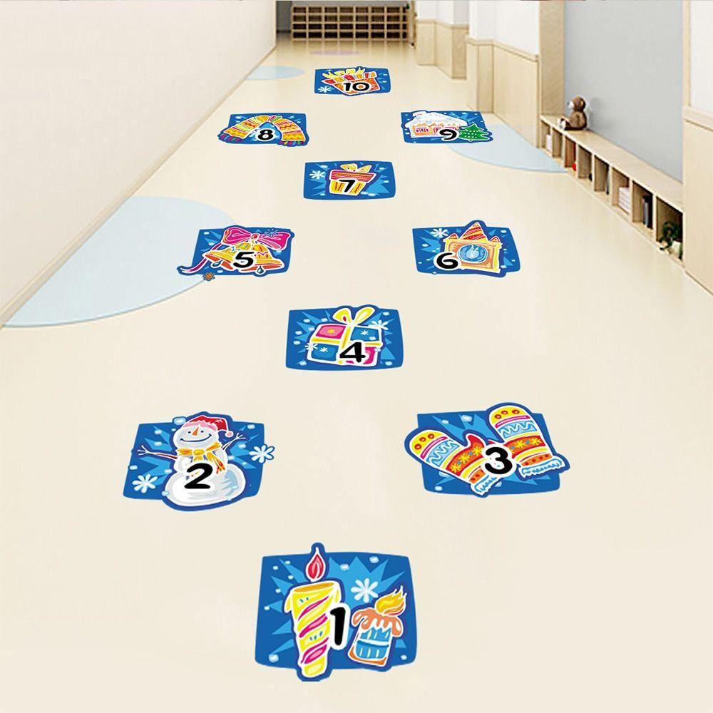 Self-adhesive Cartoon Number Grids PVC Wall Art NEW Flooring Decals Nursery