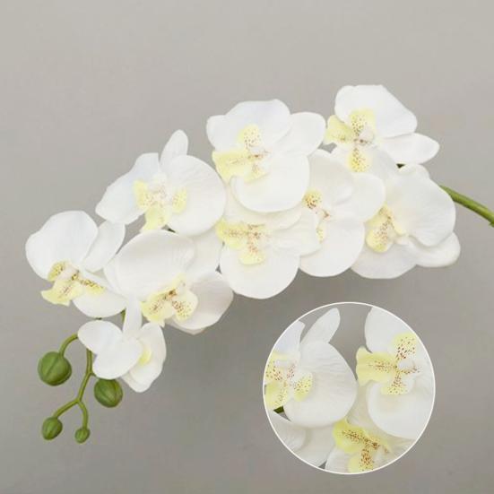 Искусственные цветы орхидеи на длинных стеблях, реалистичные орхидеи фаленопсис, не требующие ухода, бархатные лепестки, искусственный цветок, домашний декор