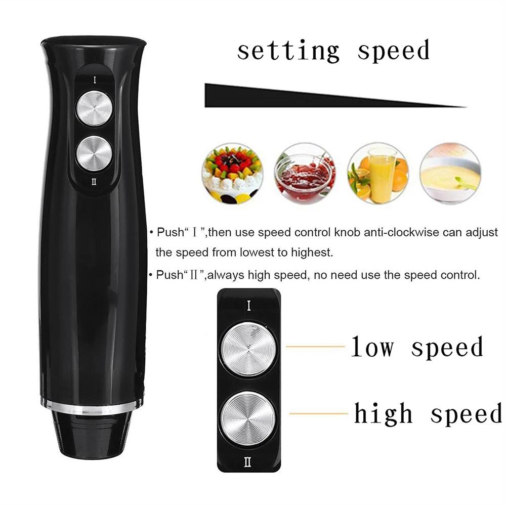 Ручной блендер 4 в 1 500 Вт 2 скорости с лезвиями из нержавеющей стали мощный миксер для смузи с процессором 500 мл и чашей для смешивания 700 мл