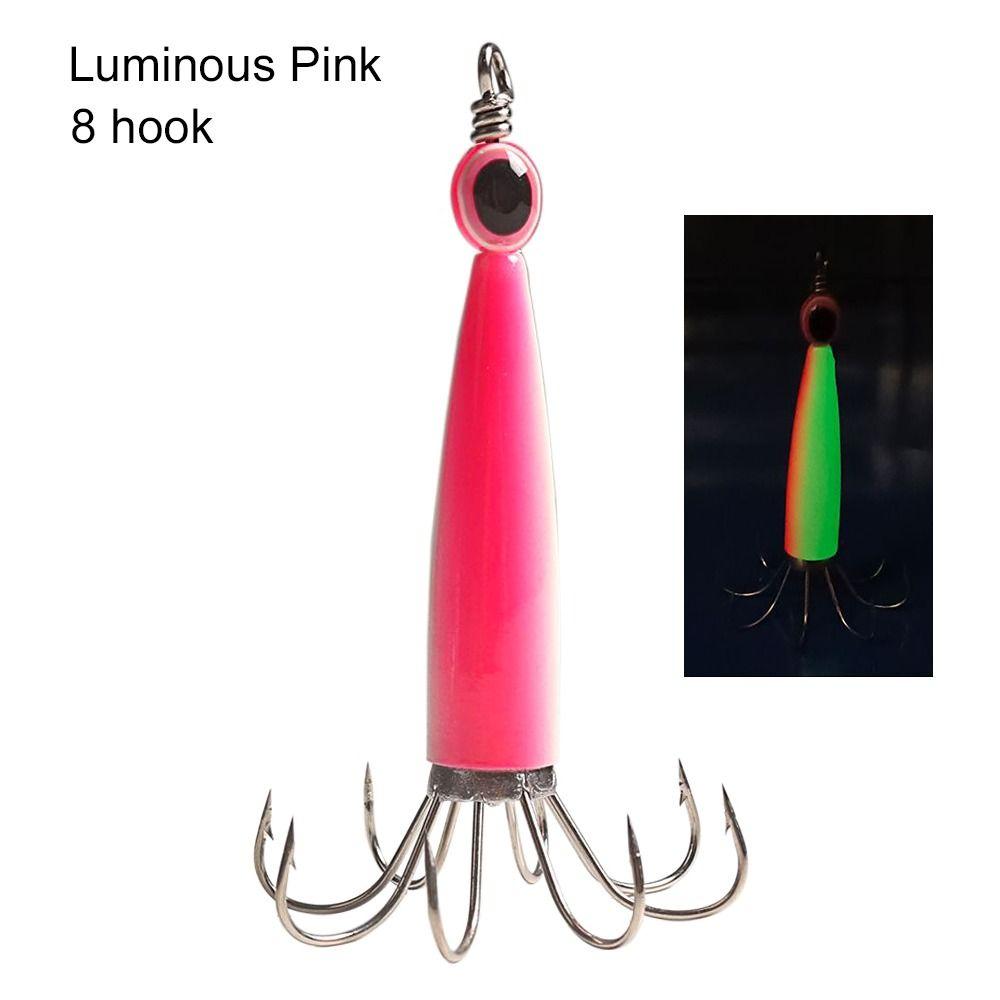 Luminous Jigs Angling Squid Hook with fish eyes Octopus Bait Fishing Tackle Wood Shrimp Lures