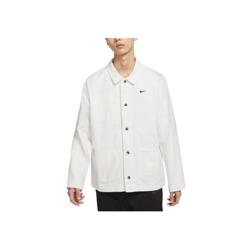 Nike Solid Color Pocket Flap Shirt Jacket Men Outerwear White DQ5185-030