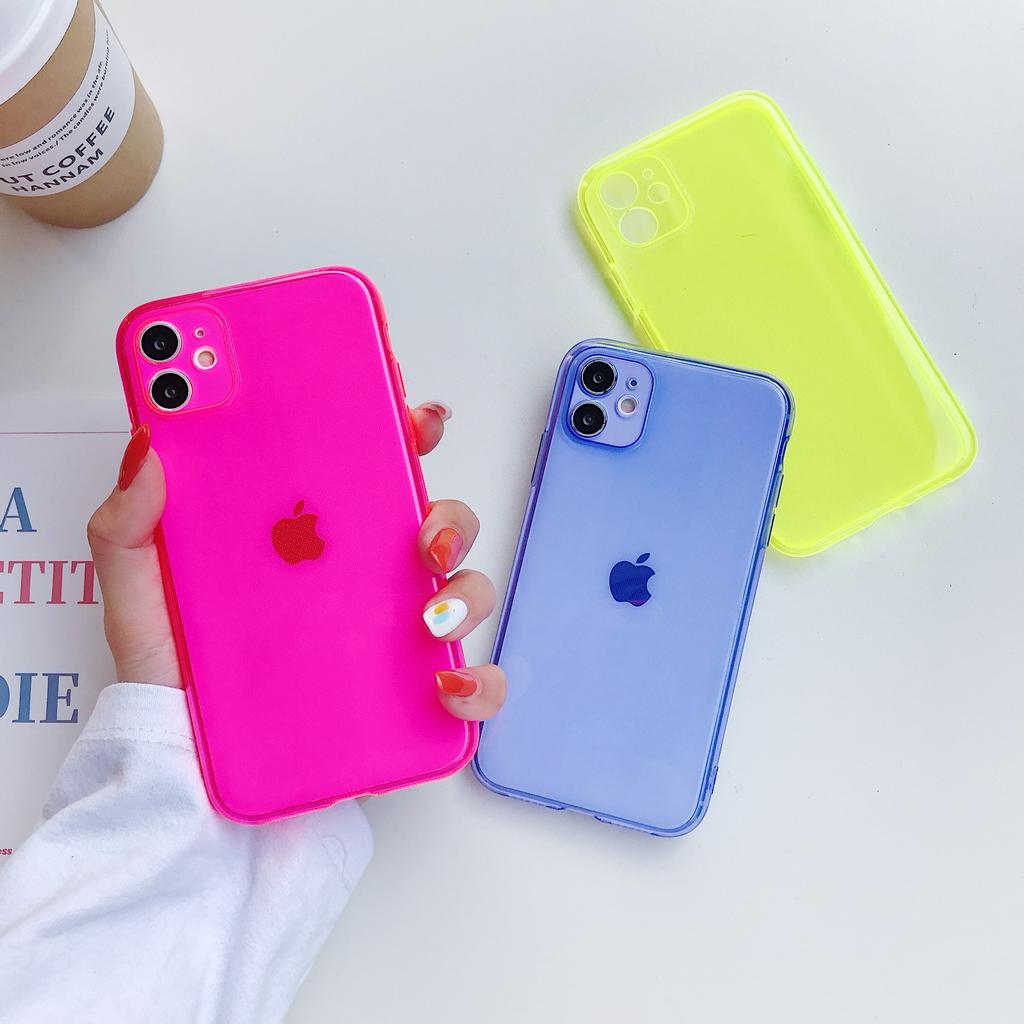 Неоновый флуоресцентный цветной чехол для телефона Для Для Iphone 17 Air 16 15 14 Plus 13 12 Mini 11 Pro Max XS X XR Прозрачный мягкий ТПУ Прозрачная крышка