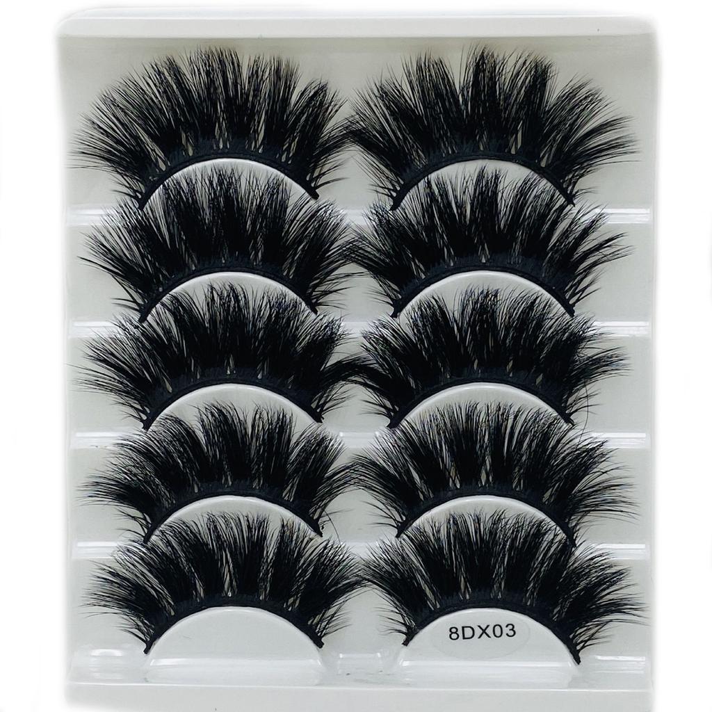 Beauty Eye Makeup Tools Criss-cross Thick Long False Eyelashes Wispies Fluffies 8D Mink Hair