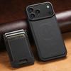 Magnet Wireless Charging Card Holder Phone Case For iPhone 18 Pro Max 17 Pro 16 Plus 15 14 13 12 Luxury Cowhide Leather Cover