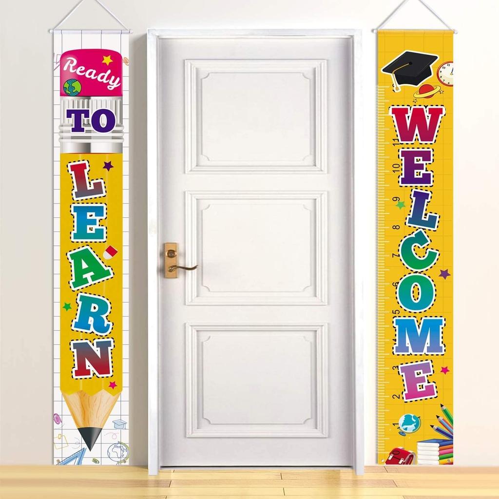 LioNergy Back to School Banner Welcome Banner for First Day of School Hanging Fabric Banners Flags Sign Backdrop Décor Supplies for Pre-School