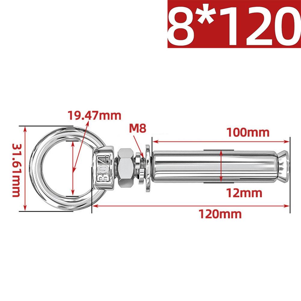 304 Stainless Steel Expansion Bolts with Eye Screws and Rings for Reliable Wall Fixing 6810mm Length Available
