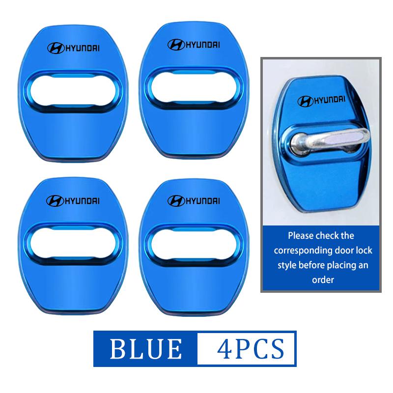 4Pcs Zinc Alloy Car Door Lock Buckle Protective Covers For Hyundai Genesis N-LINE I10 I20 I30 I40 IX20 IX35 Kona Tiburon TT2