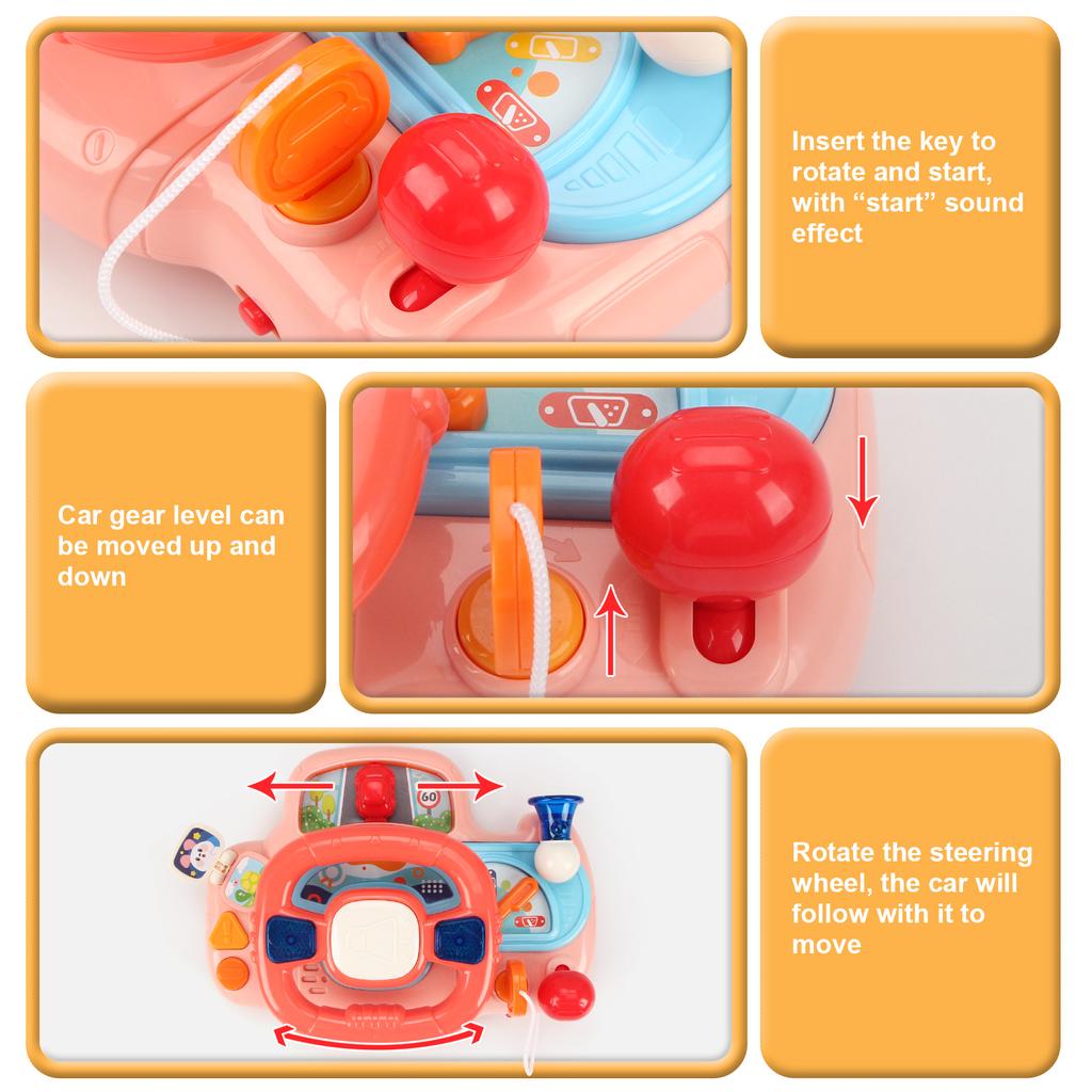 Детский симулятор вождения автомобиля, мультяшный электрический руль с музыкой и подсветкой, игрушки для раннего развития детей, подарки