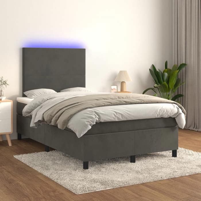 Maison Exclusive - Sommier à lattes de lit avec matelas LED Gris foncé 120x200 cm