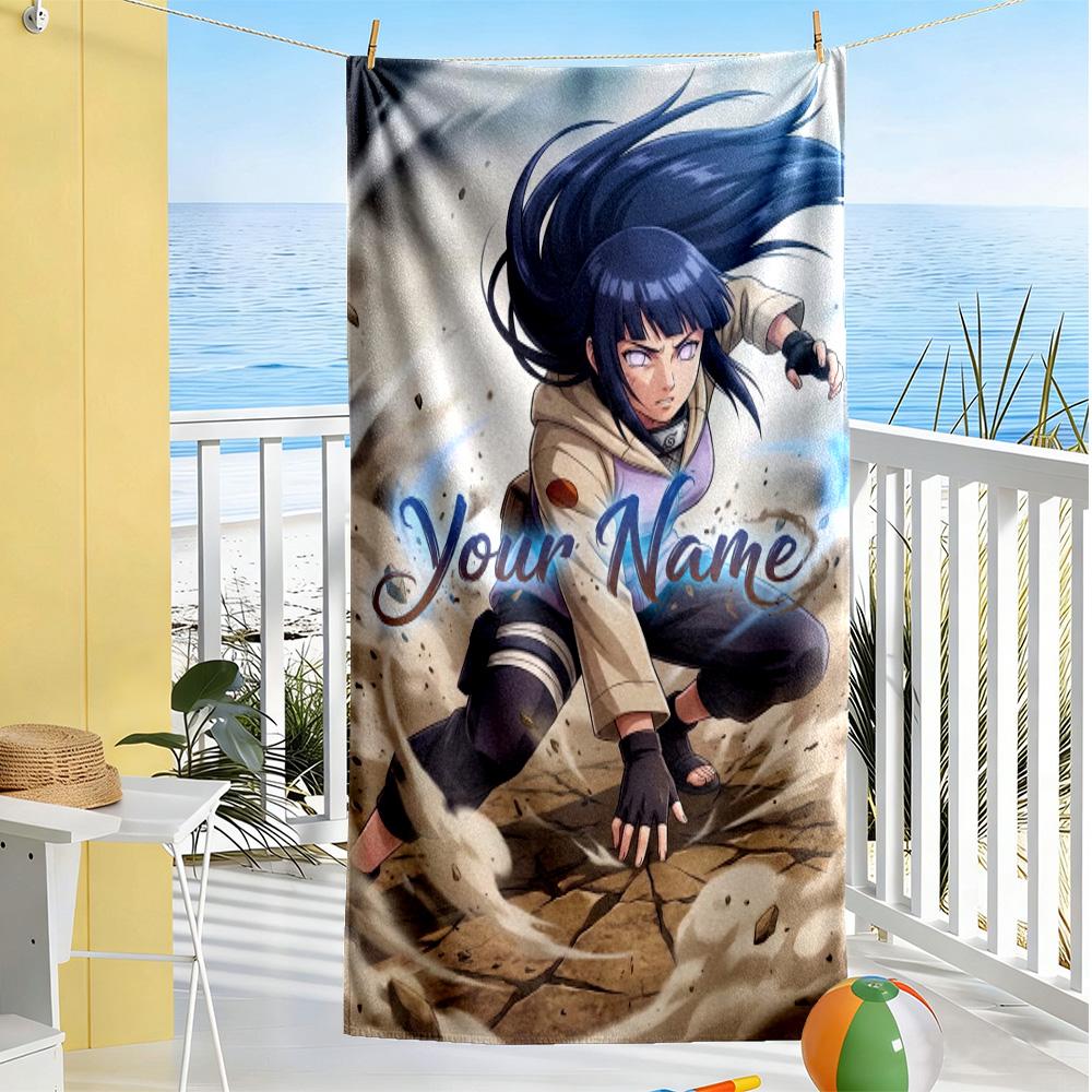 Naruto Character Personalized Text Beach Towel High Absorbency & Quick-Dry Ideal for Travel Outdoor Swim Pool Yoga Surf Camping Hiking Gym Gift Holida