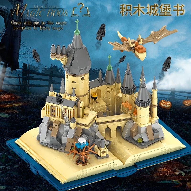 Creative Magic Book Building Block Magic Castle Tower Tree House Model Figure 3D Train Assembled Brick Toys for Birthday Gift