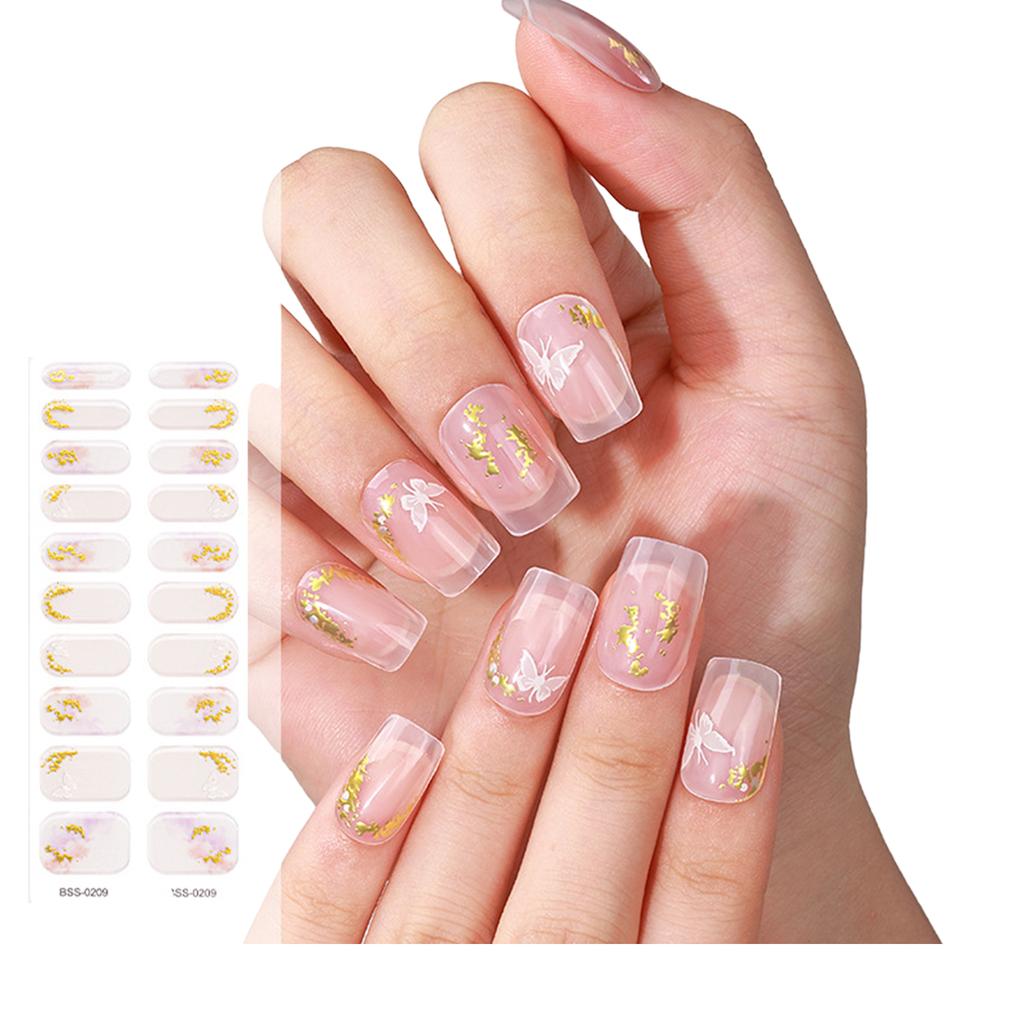 2 шт. полуотвержденных гелевых полосок для ногтей для женщин, гелевые наклейки для ногтей, долговечные гелевые обертывания для ногтей с мягким глянцевым гелевым покрытием