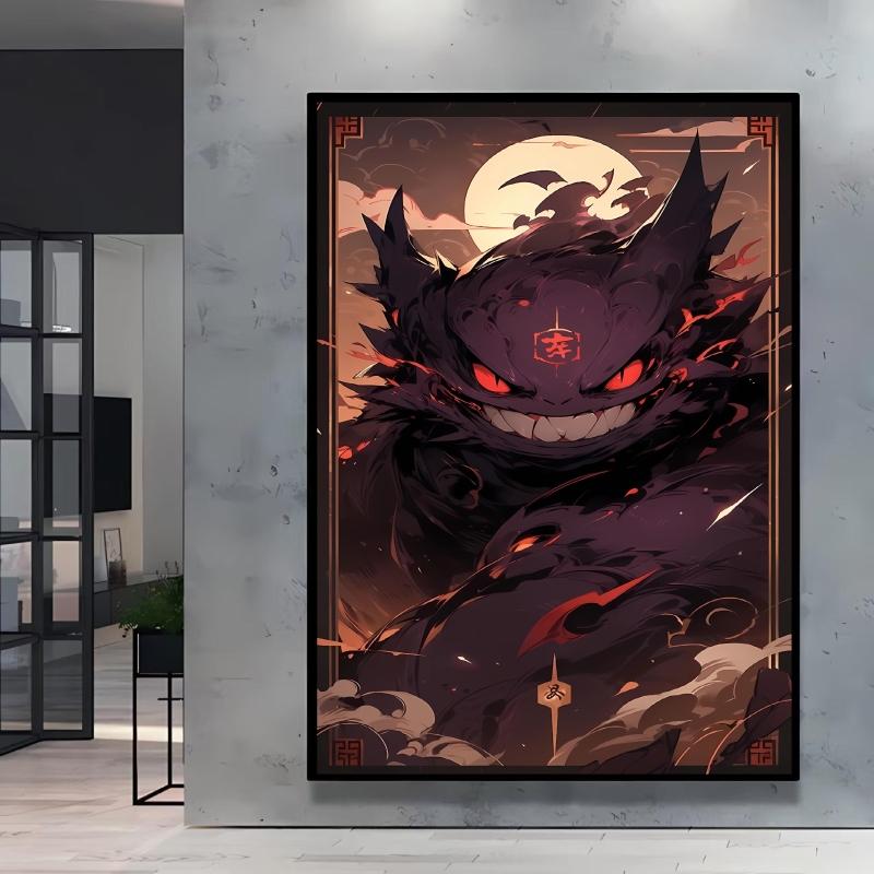 Canvas Artwork Painting Pokemon Gengar Poster Hd Prints Cartoon Character Picture Classic Modern Home Living Room Wall Decor