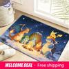 Pokémon Winter Campfire Gathering Print Non-Slip Soft Doormat for Home Decor