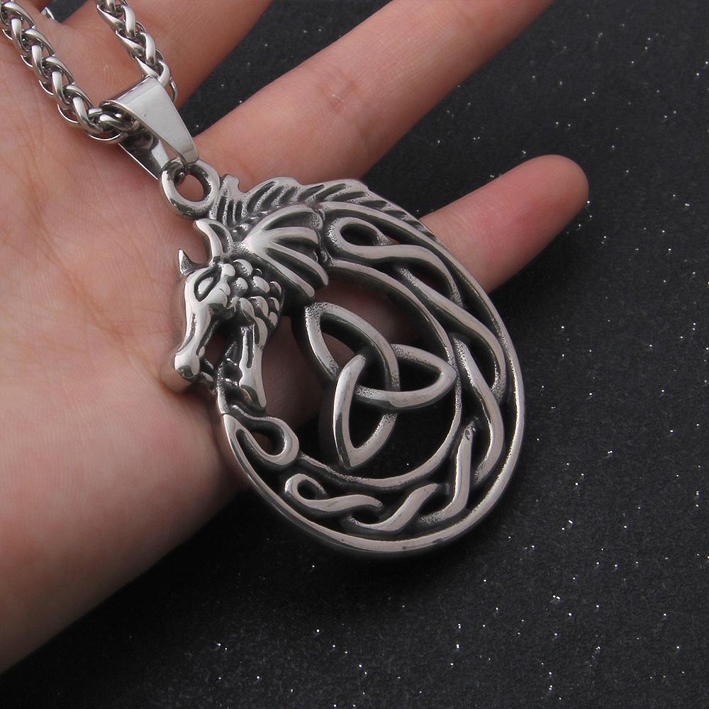 Новый кулон из нержавеющей стали с скандинавским кельтским узлом, подвеска в виде викинга и волка для мужчин, амулет, ювелирные изделия