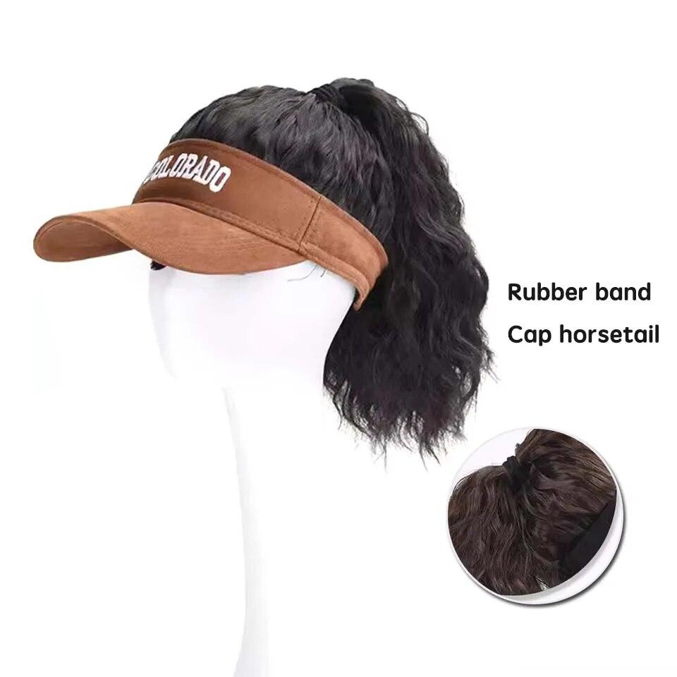 Шляпа парик с синтетическими волосами, летняя шляпа от солнца, бейсболка, короткие волнистые вьющиеся волосы для женщин, мода