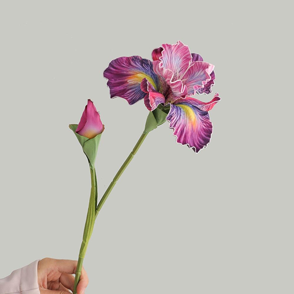 2 шт. Искусственные цветы ириса Алис из ЭВА, Реалистичные, 45 см, Симуляция орхидеи Каттлея, Красивый ручной работы, Шелковый искусственный цветок