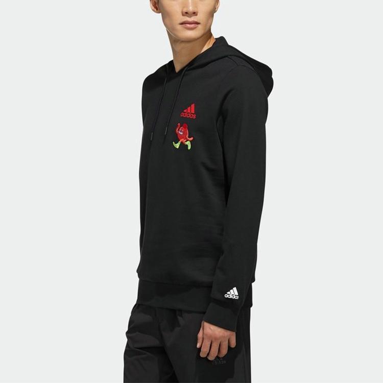 adidas Толстовка с вышивкой и графическим рисунком, мужские топы с капюшоном, черные FP7995