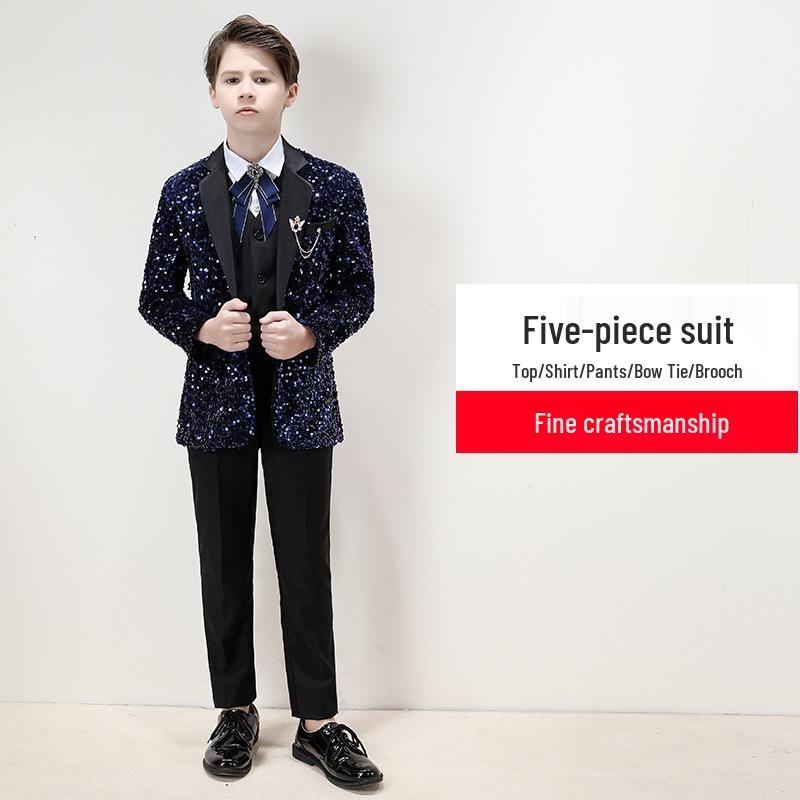 Красивый мальчишеский смокинг: Комплект с пайетками для выступлений и подиумов