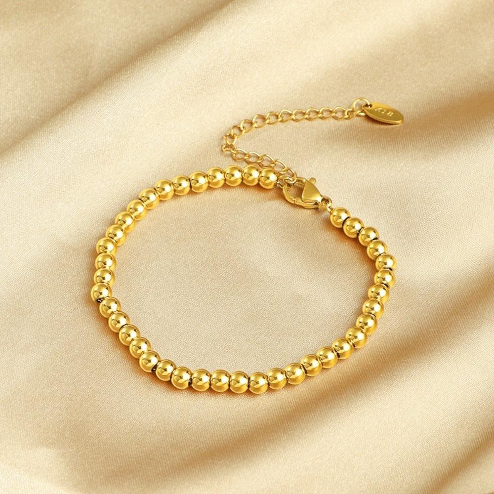 Round Gold-plated Necklace Oriental Charm Golden Hand Chain Aesthetic Bead Bracelet Couple