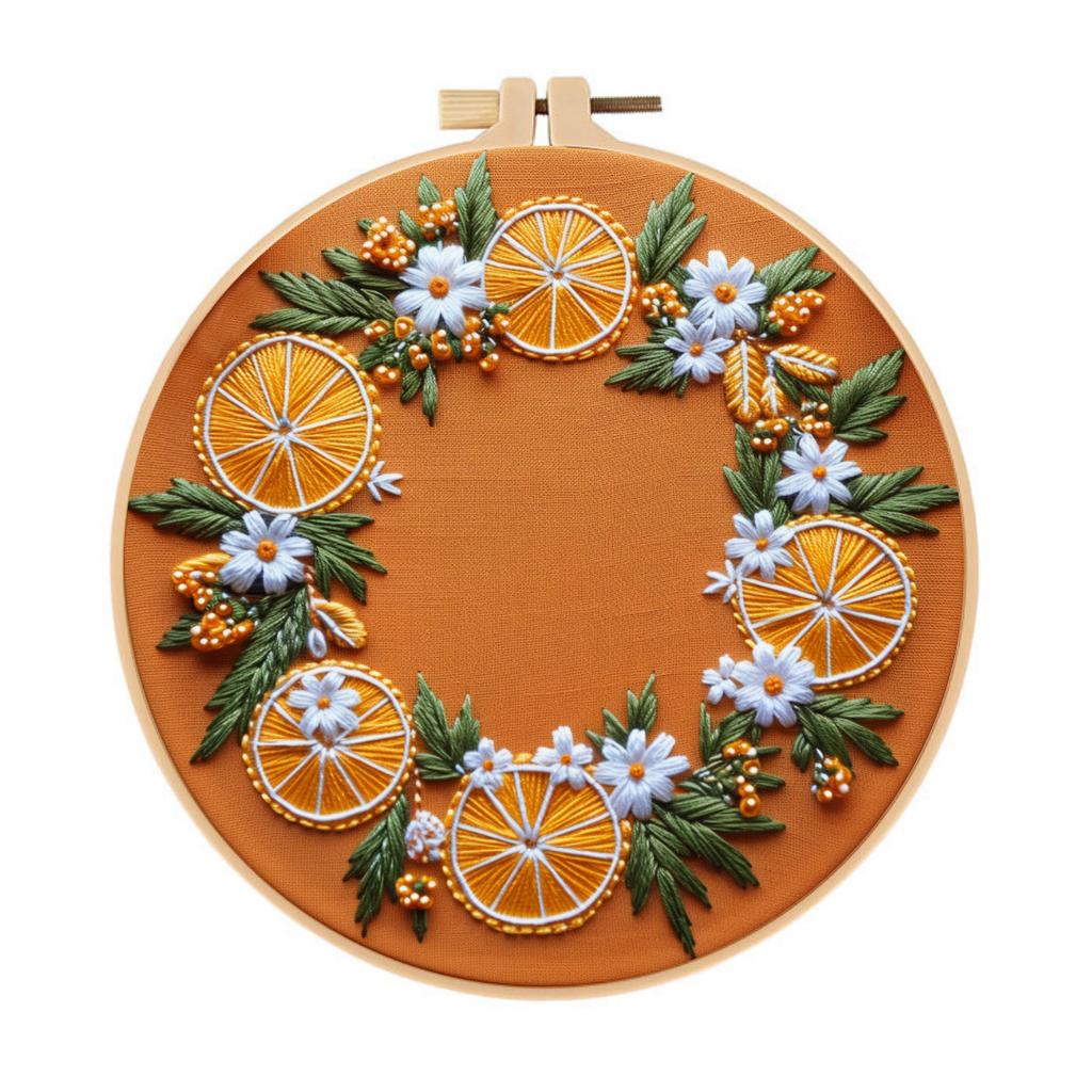 1 набор Вышивка с узором вишни, клубники, арбуза и апельсина Сделай сам - Подходит для начинающих. Набор материалов для ручной вышивки.