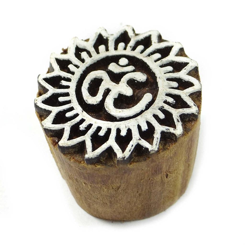 Печать на ткани Деревянный блок ручной работы Om Pattern Designer Textile Stamp