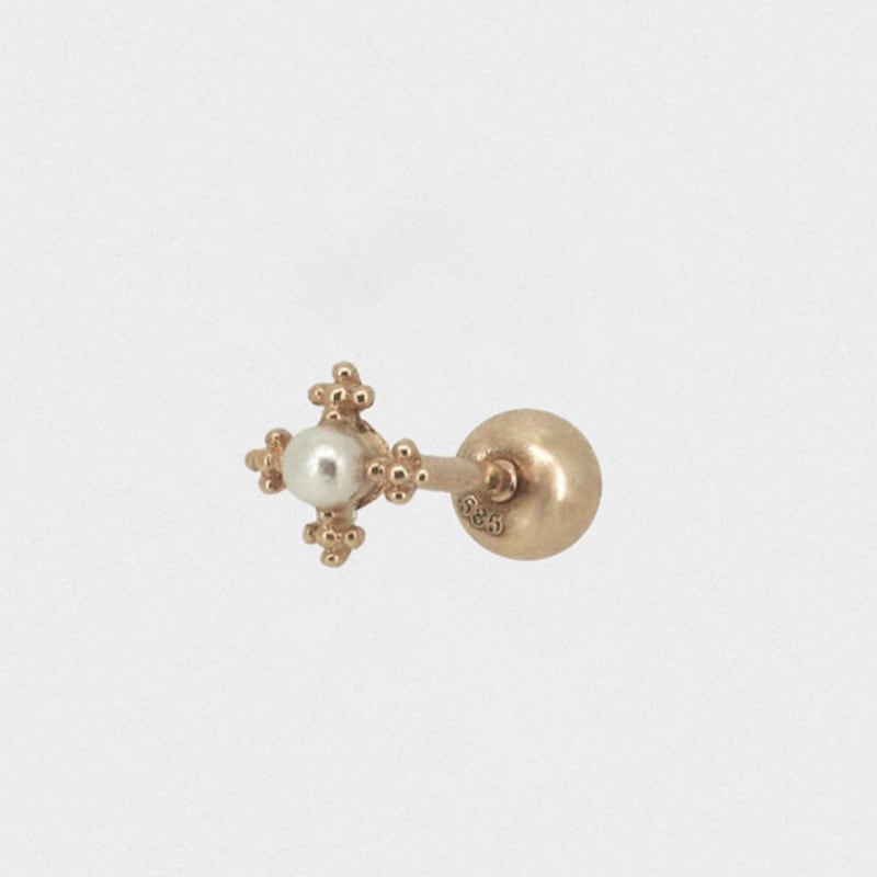 Youngglow 14k пирсинг с крестом и жемчугом
