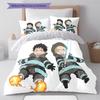 Fire Force Pattern Bedding,Quilt Set Quilt Cover Pillowcase Home Birthday Gift (1 * duvet cover + 2 * pillowcase, without core)