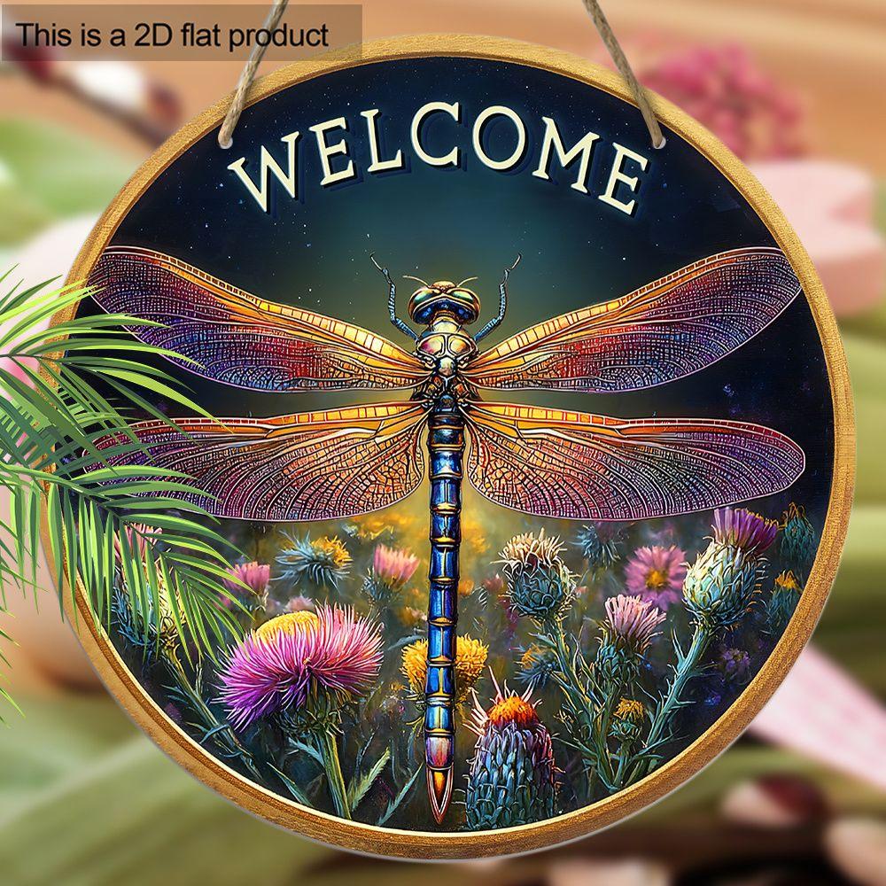 Garden Decoration, Wooden Hanging Decorative Signs, Dragonfly Patterns, 2D Graphic Products, Housewarming Gifts for Friends