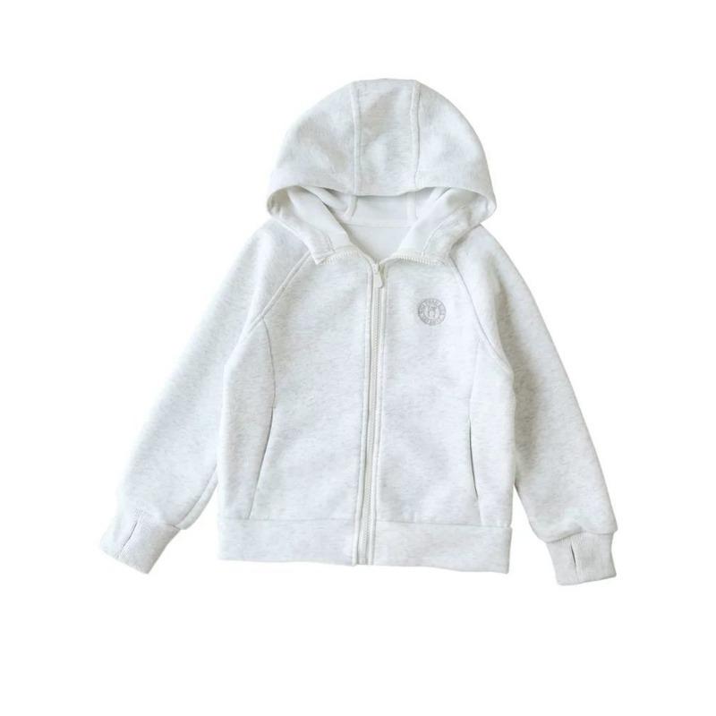 Girls' Simple Hooded Jacket: Solid-Color Spring/Fall Children's Cardigan Sweatshirt