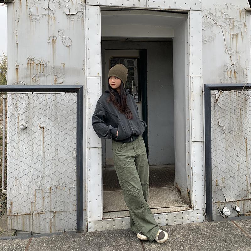 Винтажный американский ретро комбинезон с плиссированными карманами и прямыми штанинами, 2024