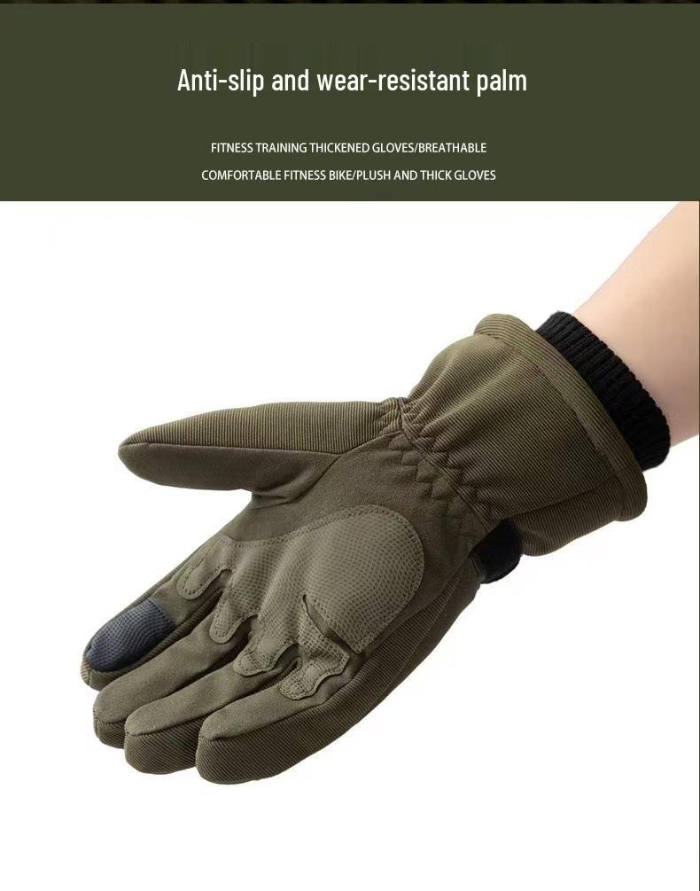 Men's Fleece-Lined Touchscreen Tactical Gloves: Winter Windproof Non-Slip Gloves for Outdoor Sports, Cycling, and Motorcycling.