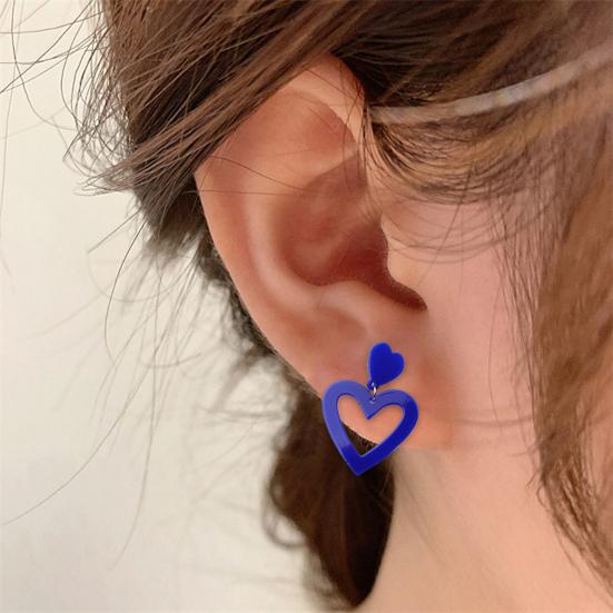 1 пара серег-гвоздиков в форме сердца, акриловые серьги-подвески, гипоаллергенные, красочные, простые для
