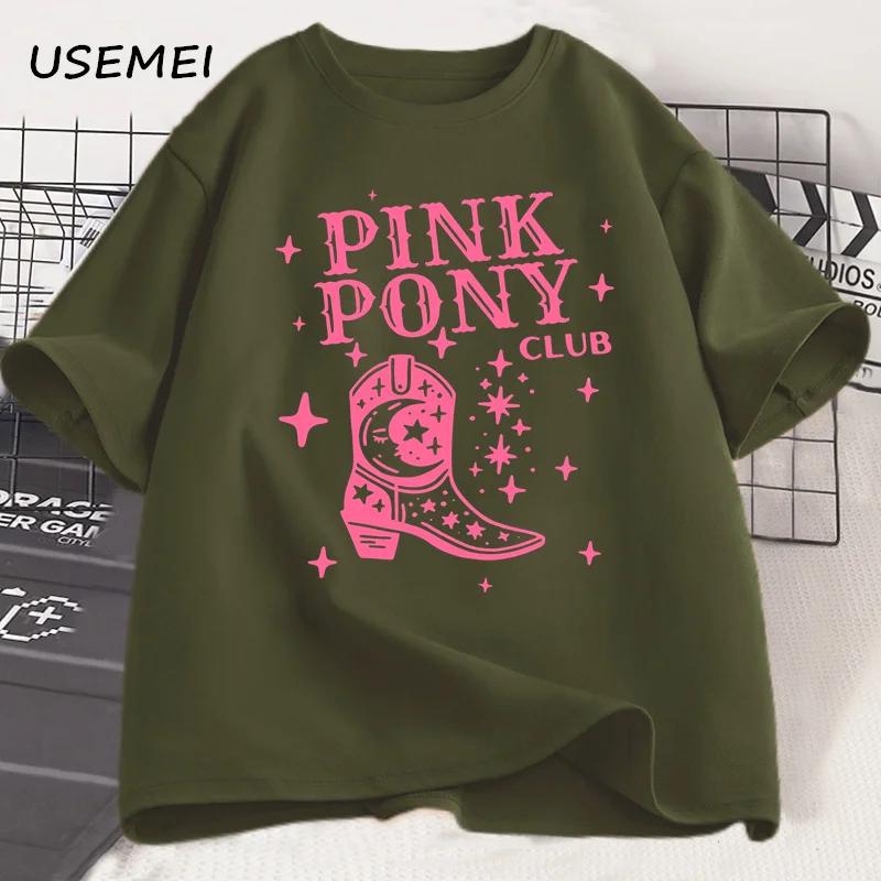 Pink Pony Club Chappell Roan Cowgirl Boots Tshirt Women Hip Hop Fashion Country Music T Shirt Lady Girl Fashion Tee Streetweawr