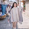 Fall Winter Women’s Knit Patchwork Print Warm Faux Fur Shawl Wraps Soft Comfortable Fashion Poncho Oversized Cape for Travel Party Office