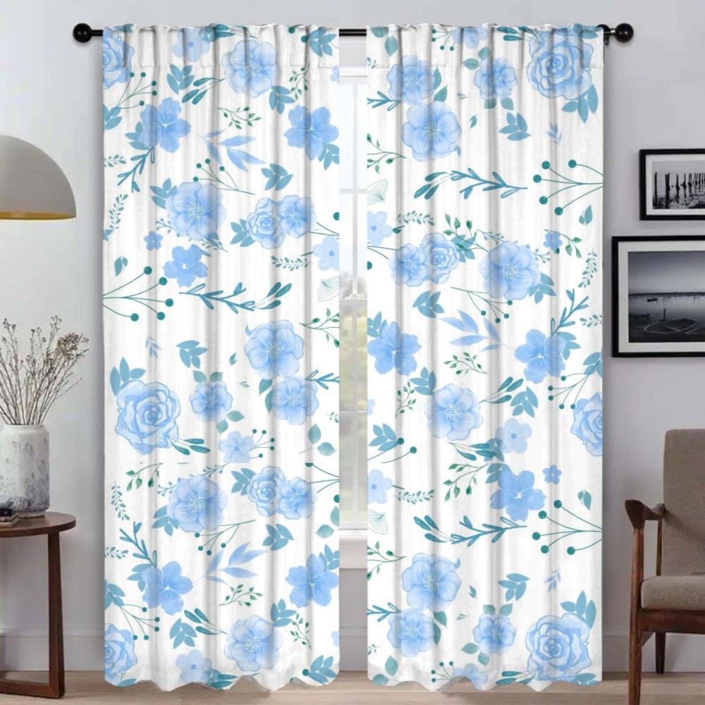 Элегантные шторы для гостиной, цветочная перегородка, украшение на Хэллоуин, занавеска для окна, тюль для спальни, шторы, 2 шт.