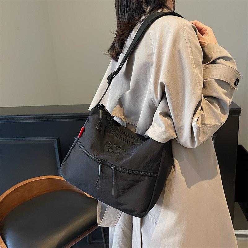 Korean Minimalist Oxford Square Women's Bag - Solid Color Soft Large Capacity Multifunctional Commuter Shoulder Bag, Casual Fashion Versatile