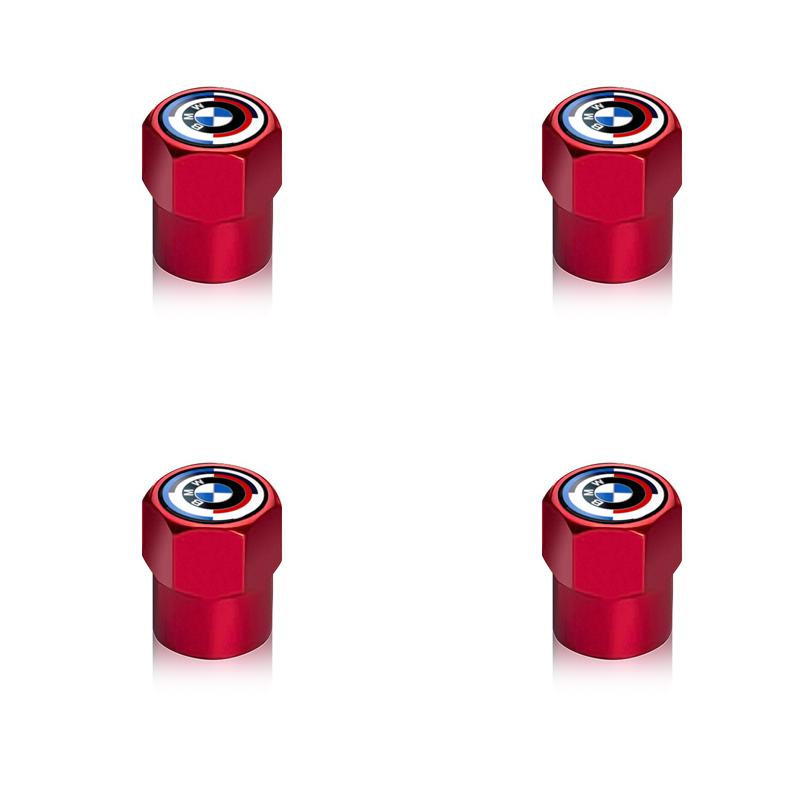 For BMW 1 W E82 4PCS Aluminum Alloy Car Wheel Tire Valve Cap Stem For BMW 50th Kith F30 F10 E90 E46 E60 E70 E39 E36 E87 X7 E92 E91 E28 X3 X1