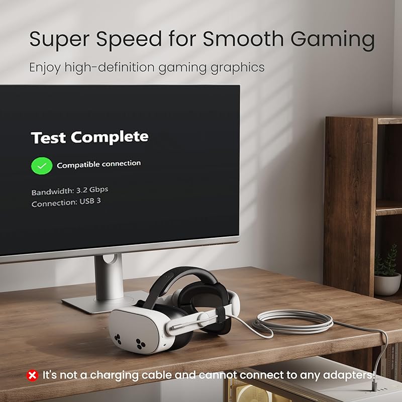 KIWI design 3-метровый соединительный кабель Oculus/Meta Quest 3S/Quest 3/Quest 2/Pro/Pico 4 аксессуара Совместимость с USB-кабелем 3.0 5 Поддерживает сверхскорости