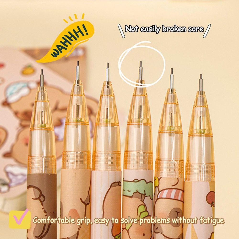 6 шт. с ластиком Capybara механический карандаш пресс подвижный карандаш творческий эскиз карандаш для студентов