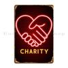 Charity Neon Metal Signs Wall Create Customize Print Pub Plates Tin Sign Poster
