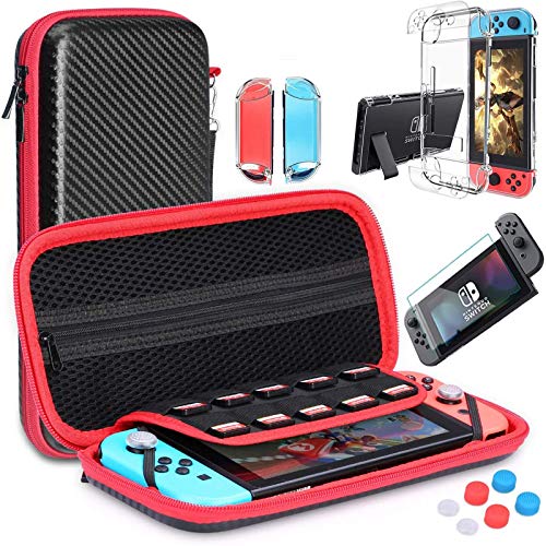 Для Switch Case Совместимость с Nintendo Switch, 9 в 1 набор аксессуаров с чехлом для переноски, док-защитный чехол