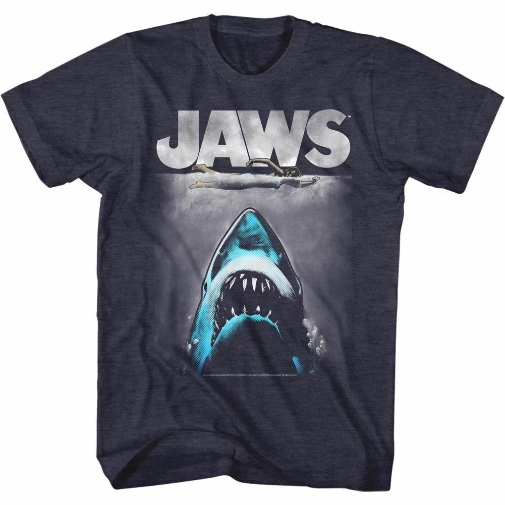 Jaws Lichtenstien Navy Heather Adult T-Shirt Mens Womens Tees Top