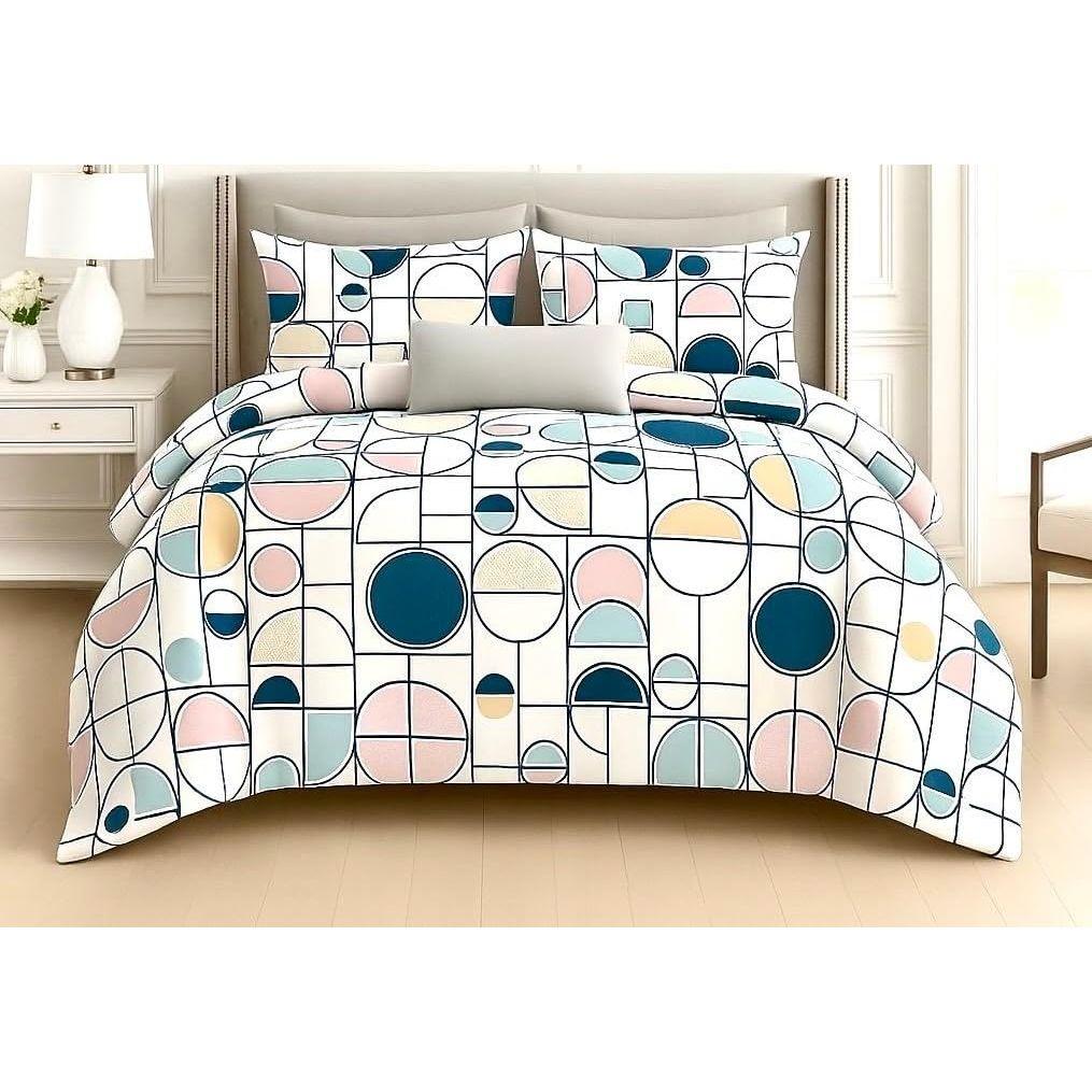 350TC Glace Cotton Wedding Comforter Set Double Bed King Size with 1 Bedsheet Flat and 2 Pillow Covers AC Duvet II 4 pc
