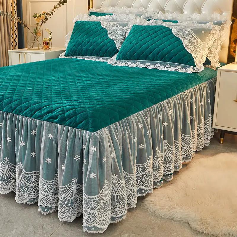 Антистатическая бархатная мягкая юбка-кровать, цельное зимнее утолщенное покрывало, современные минималистичные бытовые покрывала