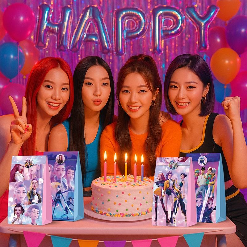 12 шт./Набор Охотники на демонов Конфетный бумажный пакет Крафт-бумажный пакет K-pop вечеринка Бумажный подарочный пакет Пакеты для упаковки подарков на детский день рождения